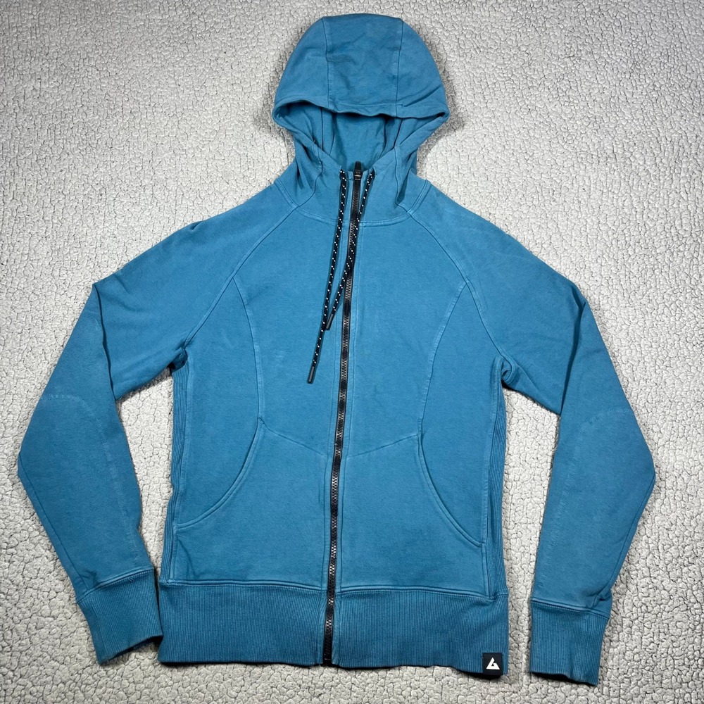 American Giant Womens Full Zip Hoodie Teal Blue Cotton Blend Sweatshirt Size M